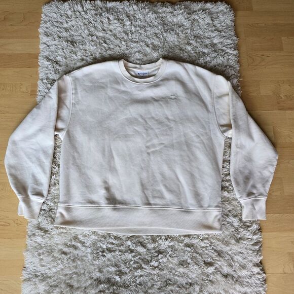 CHAMPION Essential Pullover Swestshirt In  Cream Size Large Unisex - Picture 5 of 12
